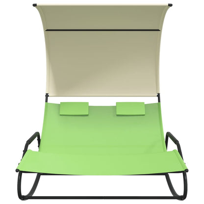Double Sun Lounger | Green and cream