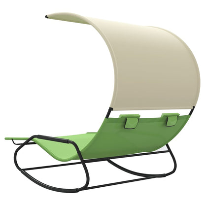 Double Sun Lounger | Green and cream