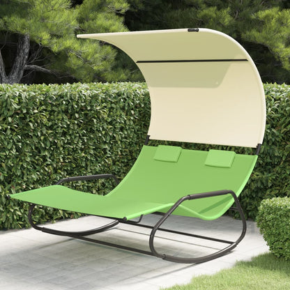 Double Sun Lounger | Green and cream