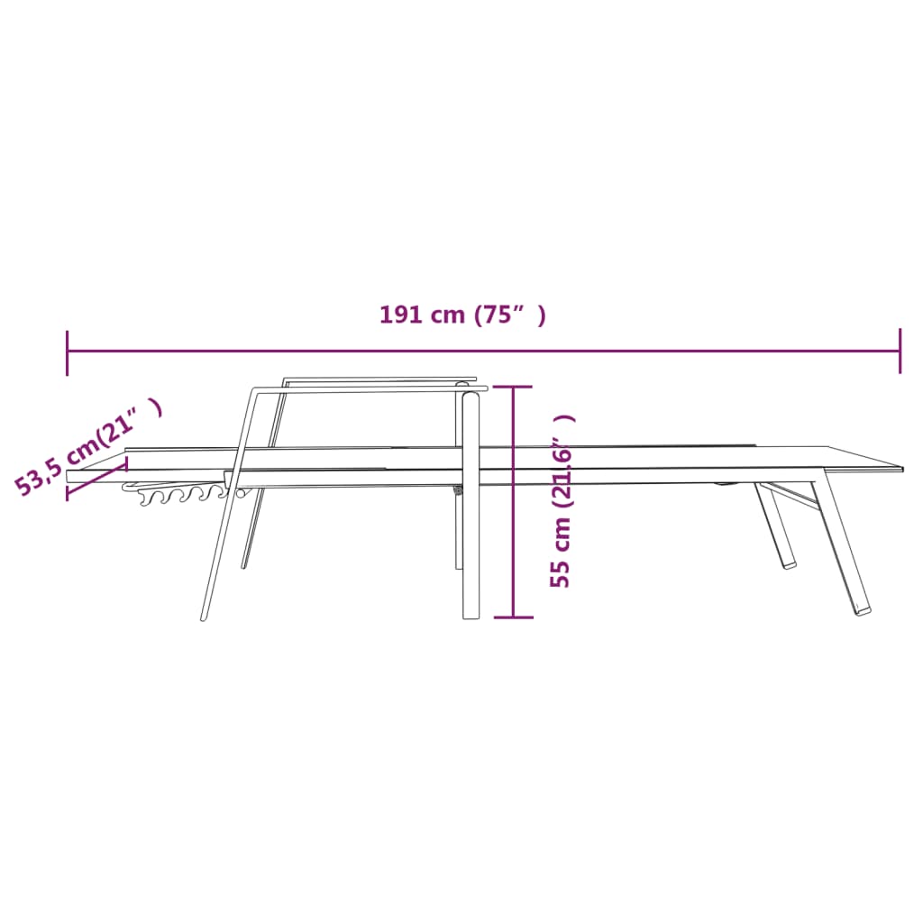 Sun Lounger | Cream | Steel, Textilene | 191 x 61 x 97.5 cm