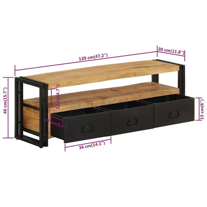 338466 vidaXL TV Cabinet 120x30x40 cm Solid Wood Mango