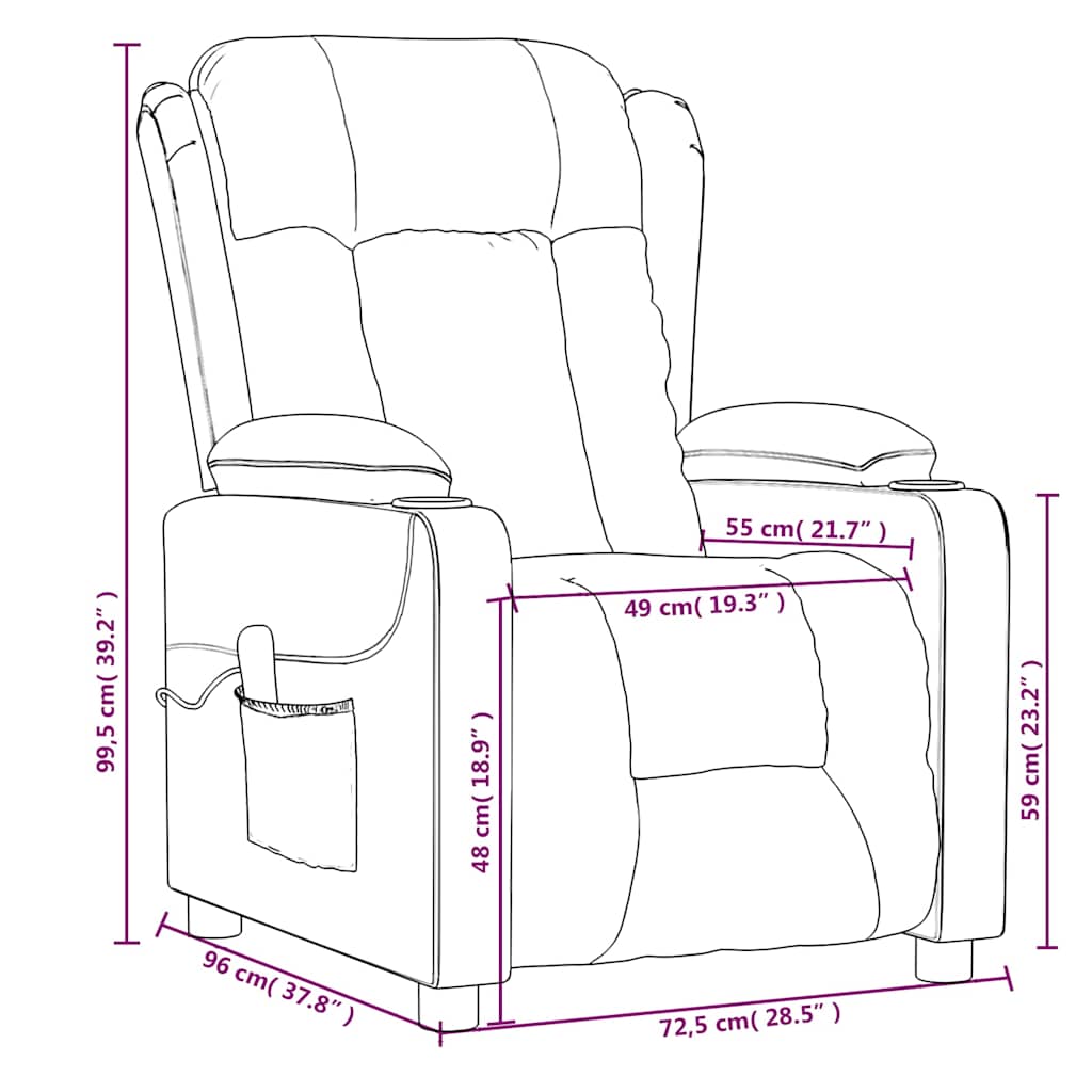 Massage Chair Wine Red Fabric