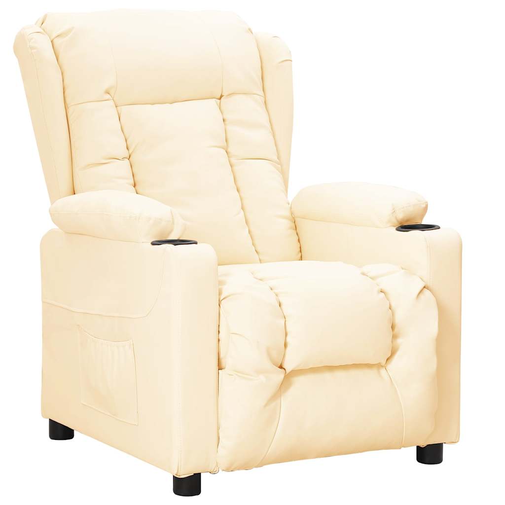 Recliner Chair Cream Faux Leather