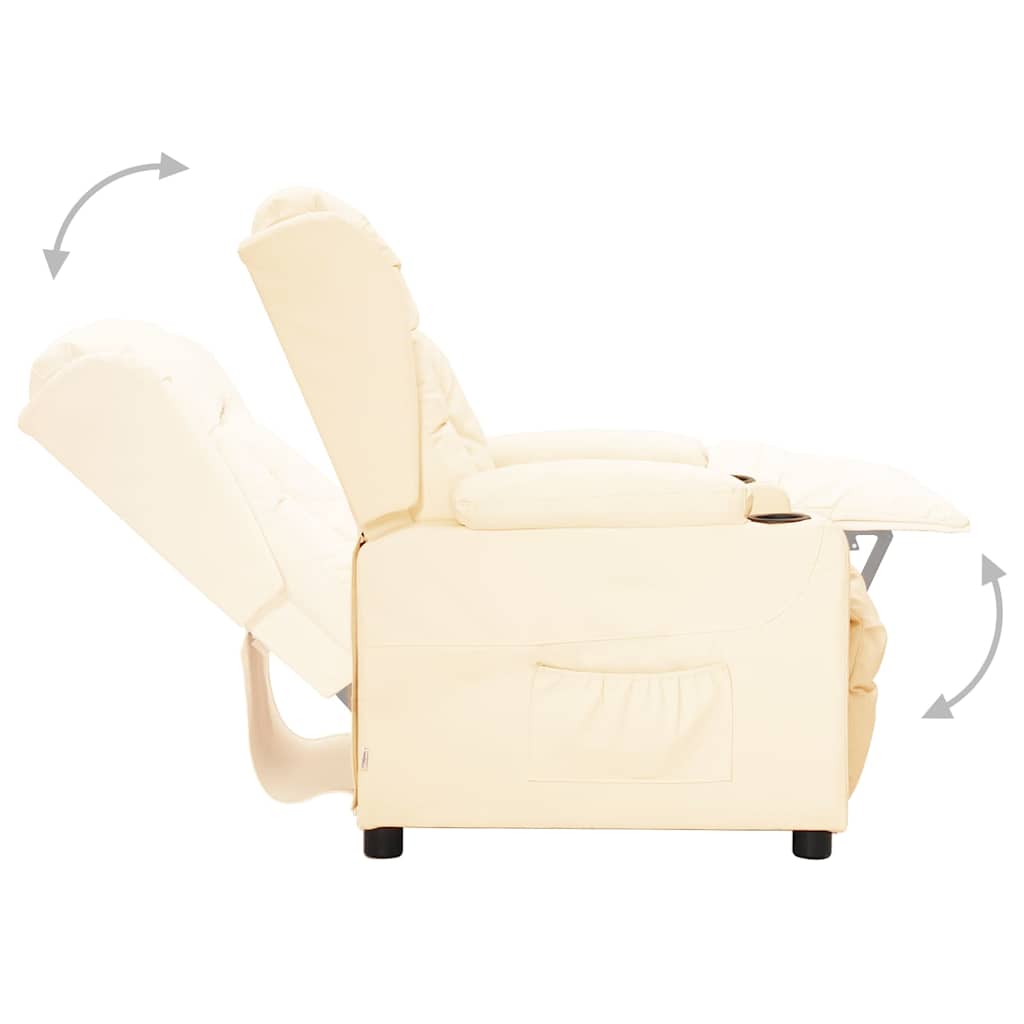 Recliner Chair Cream Faux Leather