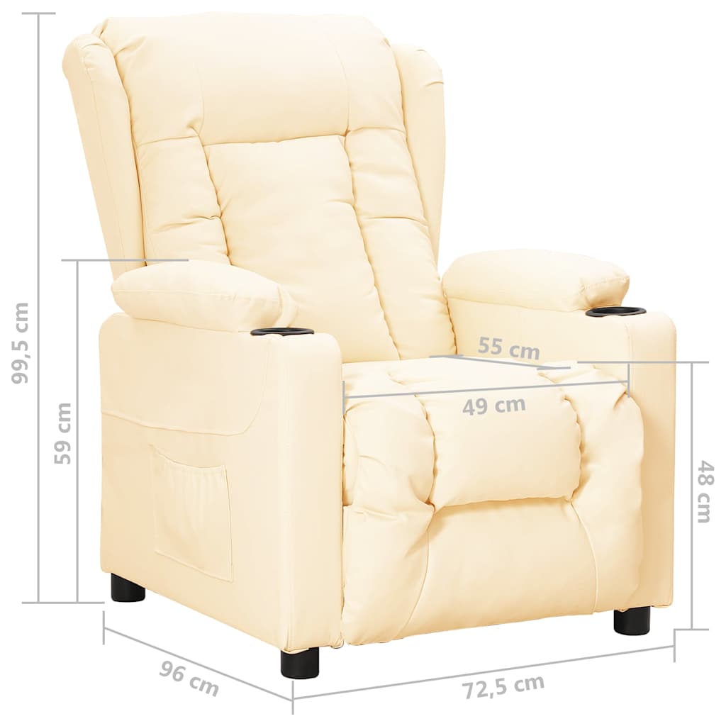 Recliner Chair Cream Faux Leather