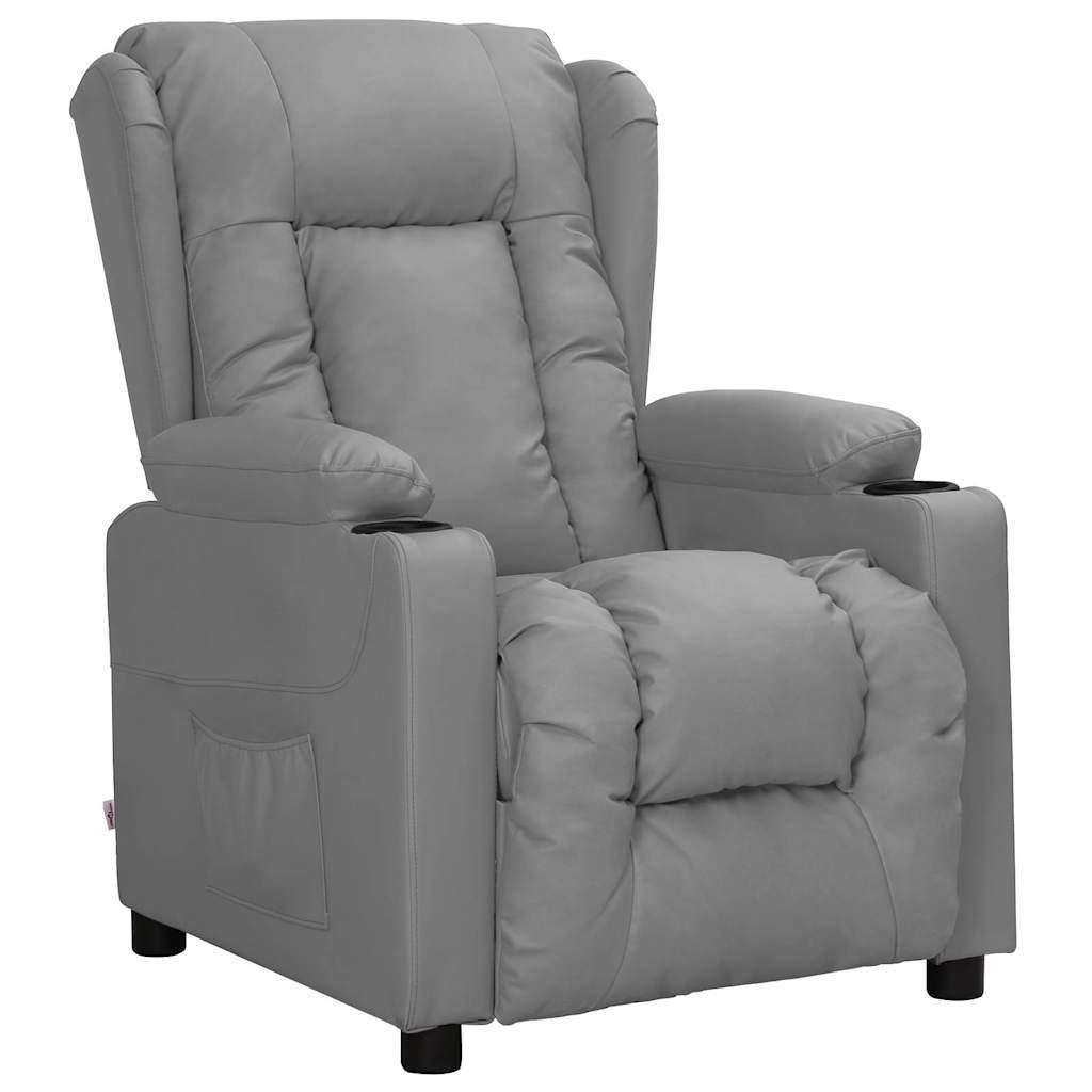 Recliner Chair Grey Faux Leather