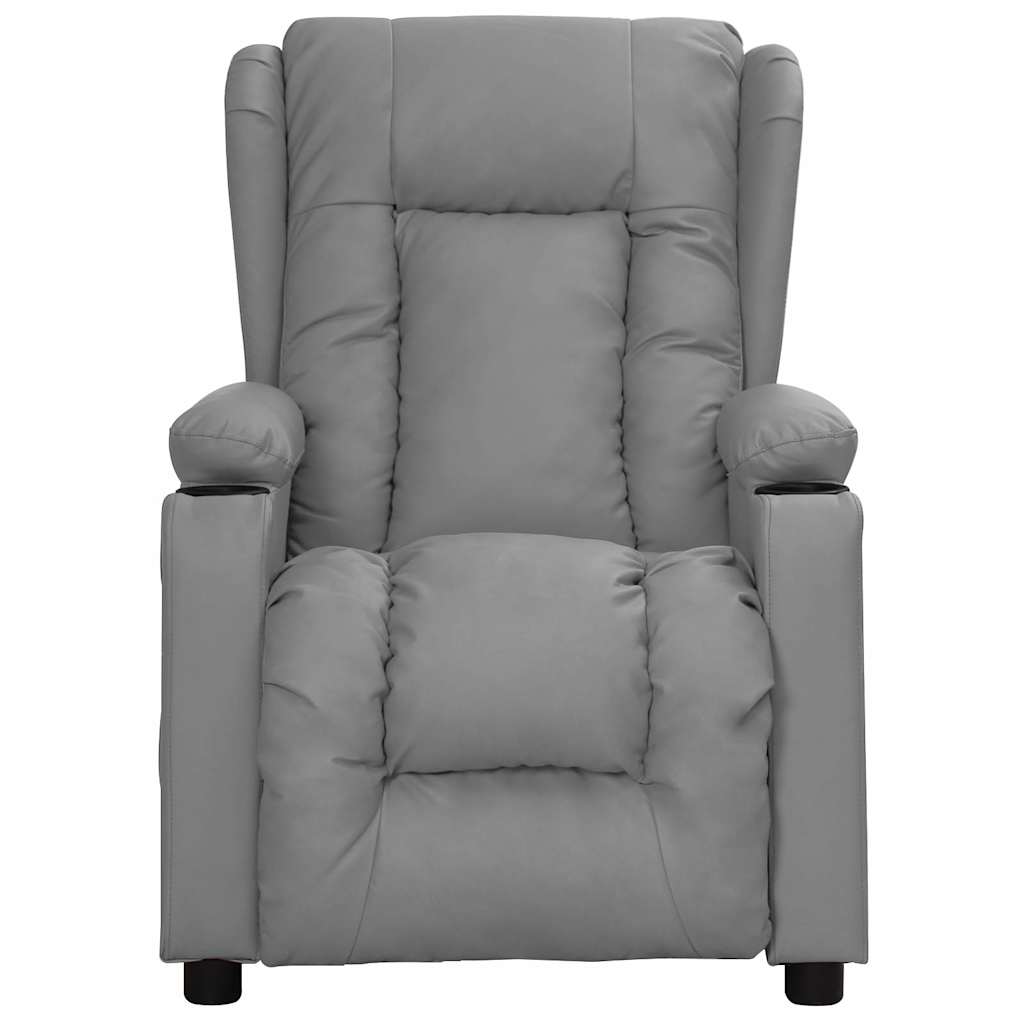 Recliner Chair Grey Faux Leather