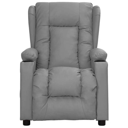 Recliner Chair Grey Faux Leather