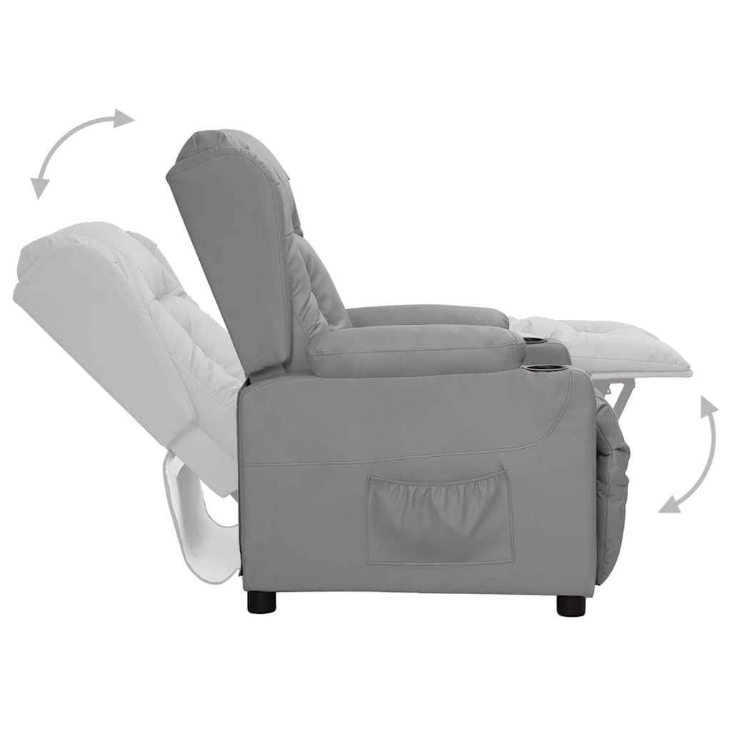 Recliner Chair Grey Faux Leather