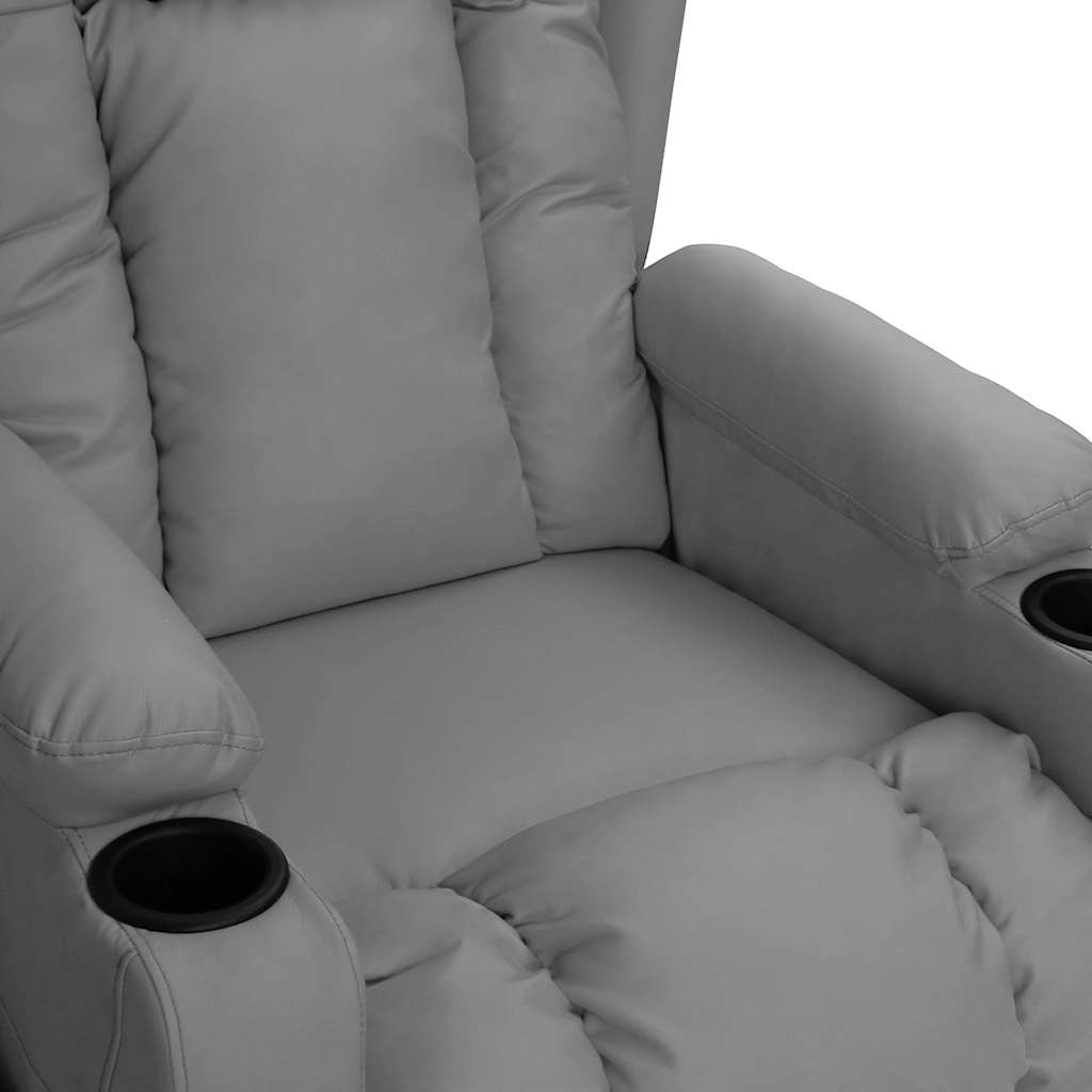Recliner Chair Grey Faux Leather