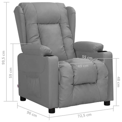 Recliner Chair Grey Faux Leather