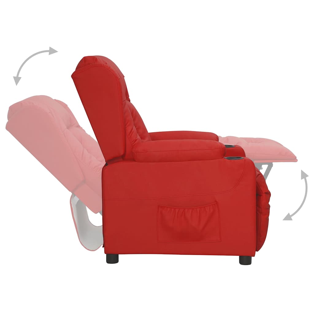 Recliner Chair Wine Red Faux Leather