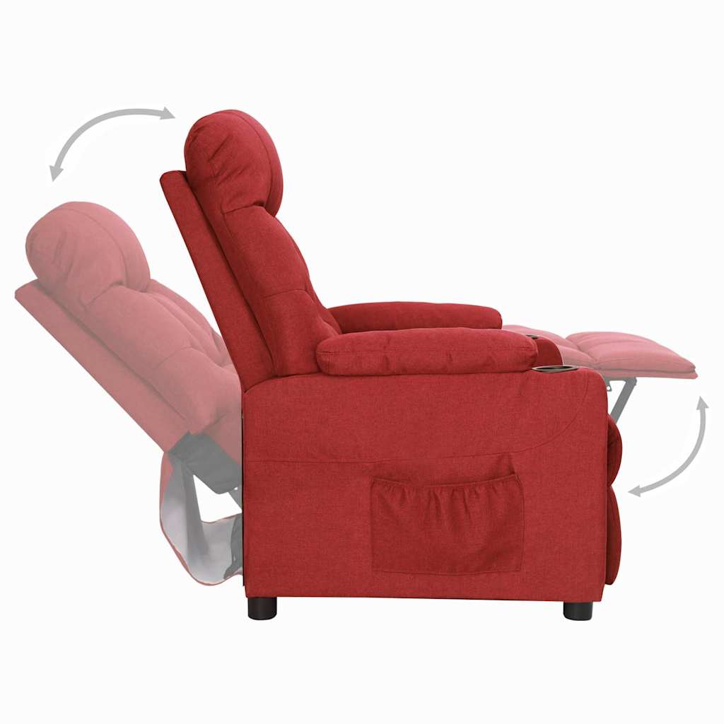Recliner Chair Wine Red Fabric