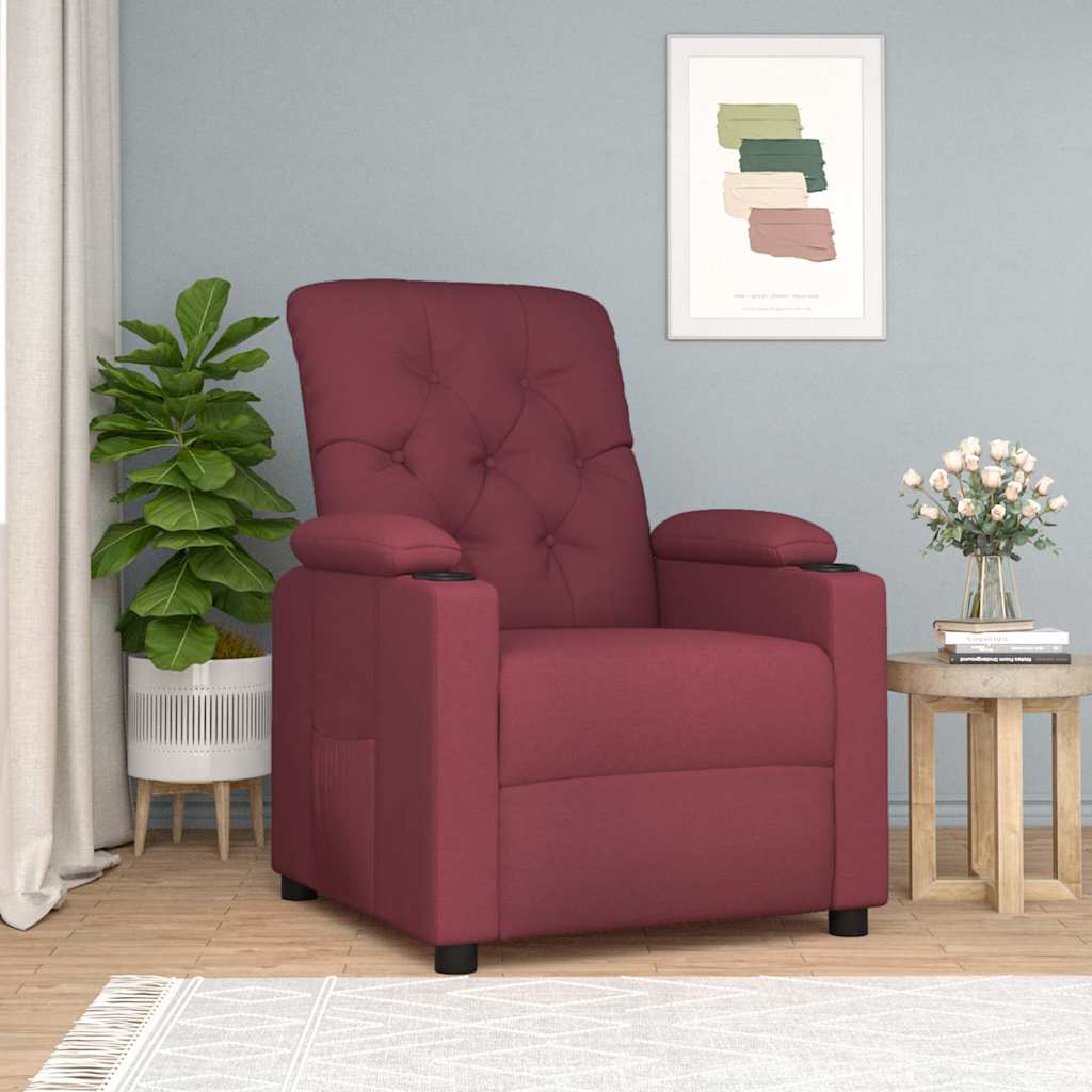 Recliner Chair Wine Red Fabric