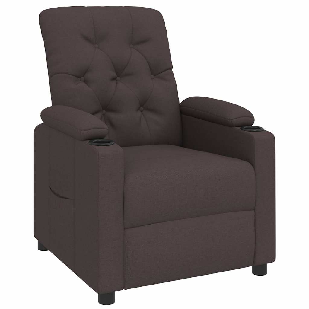 Recliner Chair Dark Brown Fabric