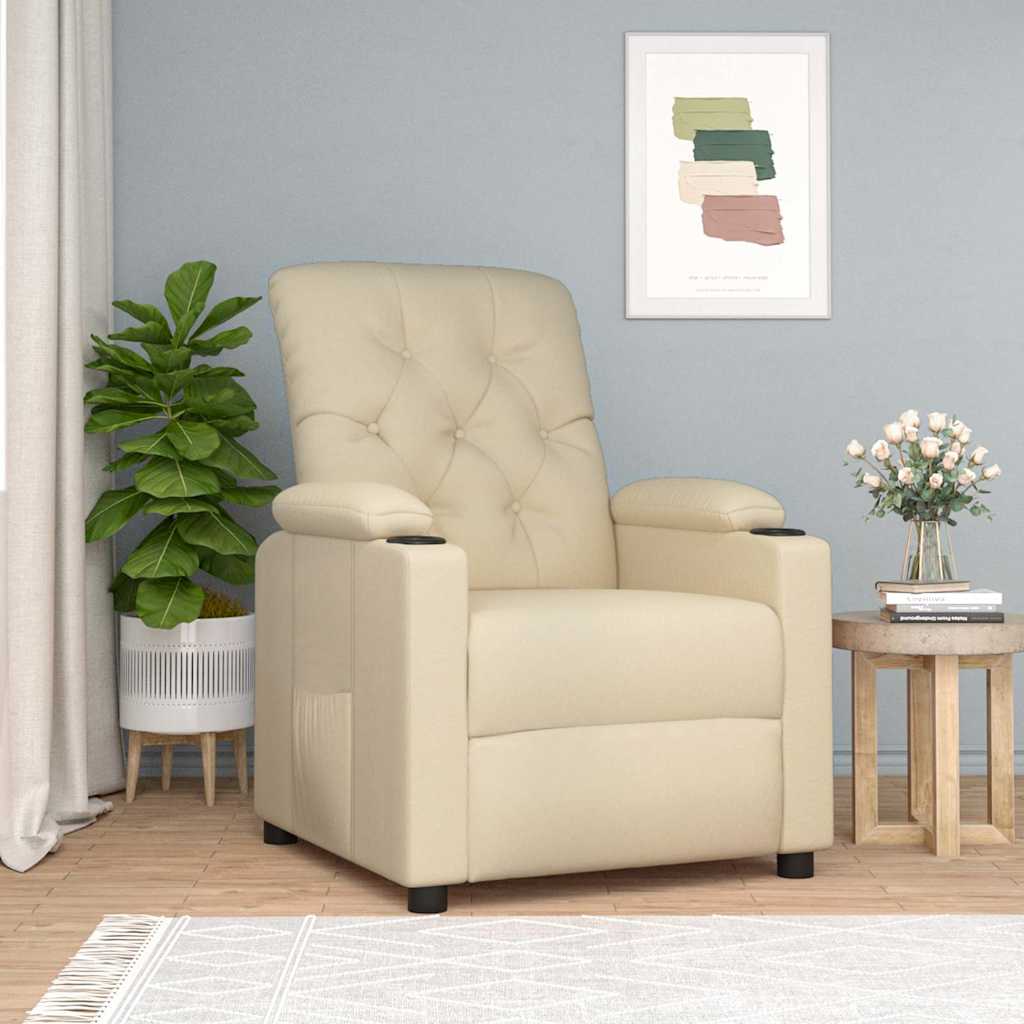 Recliner Chair Cream Fabric