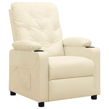Recliner Chair Cream Faux Leather