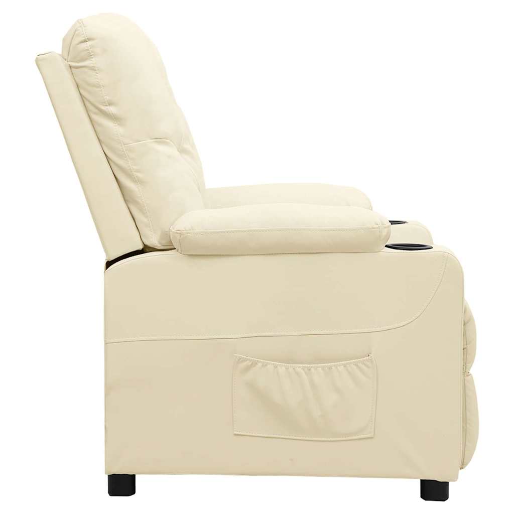 Recliner Chair Cream Faux Leather