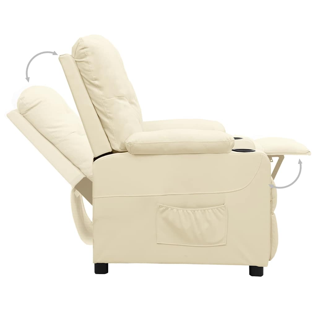 Recliner Chair Cream Faux Leather
