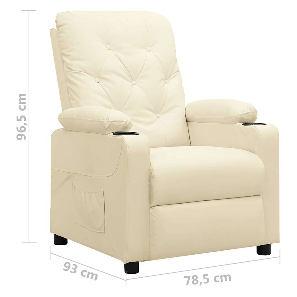 Recliner Chair Cream Faux Leather
