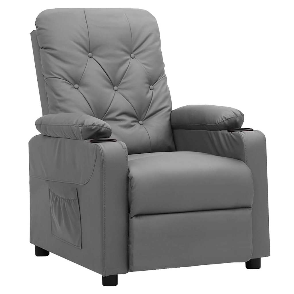 Recliner Chair Grey Faux Leather