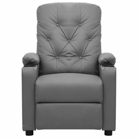 Recliner Chair Grey Faux Leather