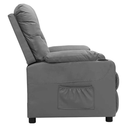 Recliner Chair Grey Faux Leather
