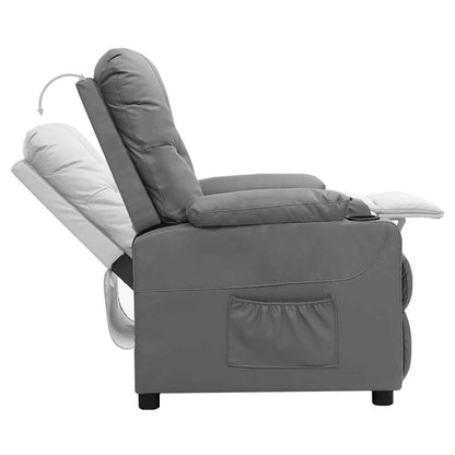 Recliner Chair Grey Faux Leather