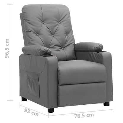 Recliner Chair Grey Faux Leather