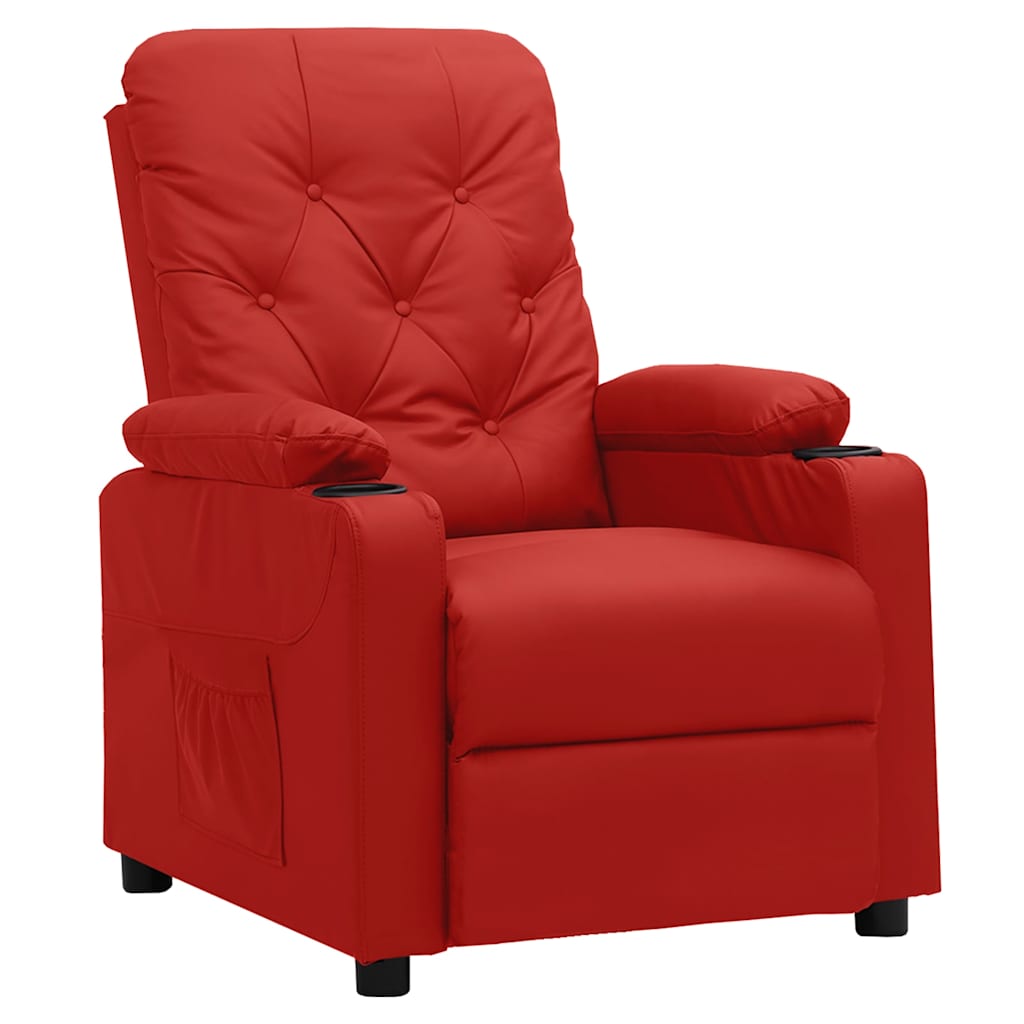 Recliner Chair Wine Red Faux Leather