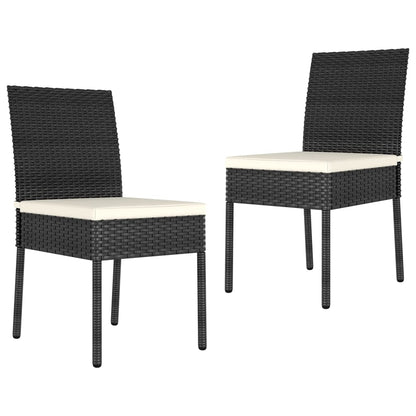 Dining Chair | Set of 2 | Black | Poly rattan | Standard | Durable