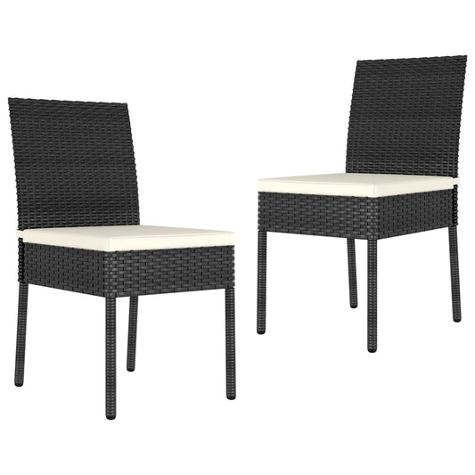 Dining Chair | Set of 2 | Black | Poly rattan | Standard | Durable
