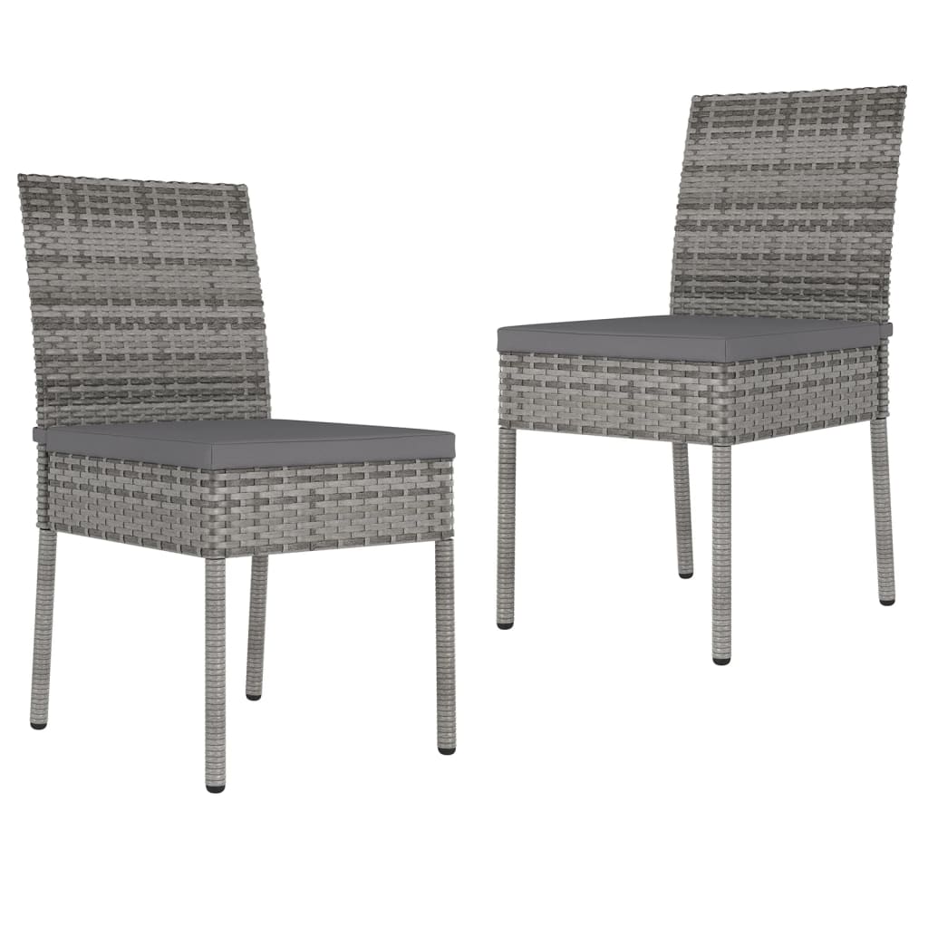 Dining Chair | Set of 2 | Grey | Poly rattan | Medium | Durable