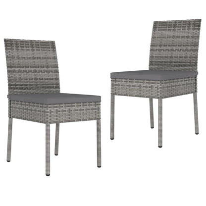 Dining Chair | Set of 2 | Grey | Poly rattan | Medium | Durable