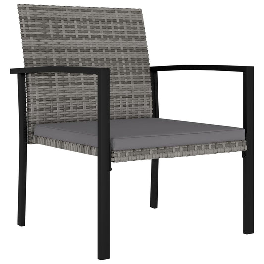 Garden Dining Chair | Set of 4 | Grey | Poly Rattan, Powder-Coated Steel