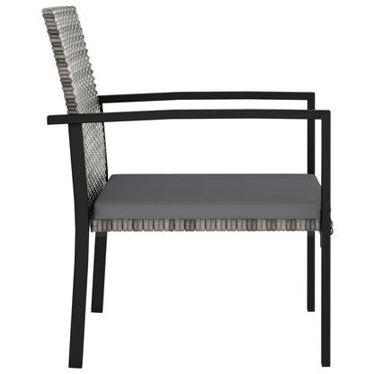 Garden Dining Chair | Set of 4 | Grey | Poly Rattan, Powder-Coated Steel