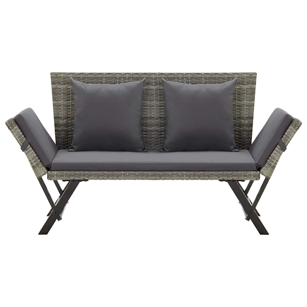 Garden Bench with Cushions Grey 176 cm Poly Rattan