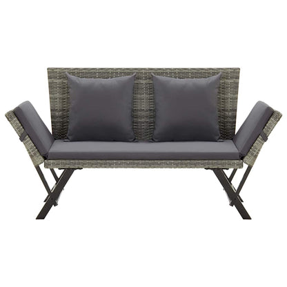Garden Bench with Cushions Grey 176 cm Poly Rattan