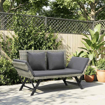 Garden Bench with Cushions Grey 176 cm Poly Rattan
