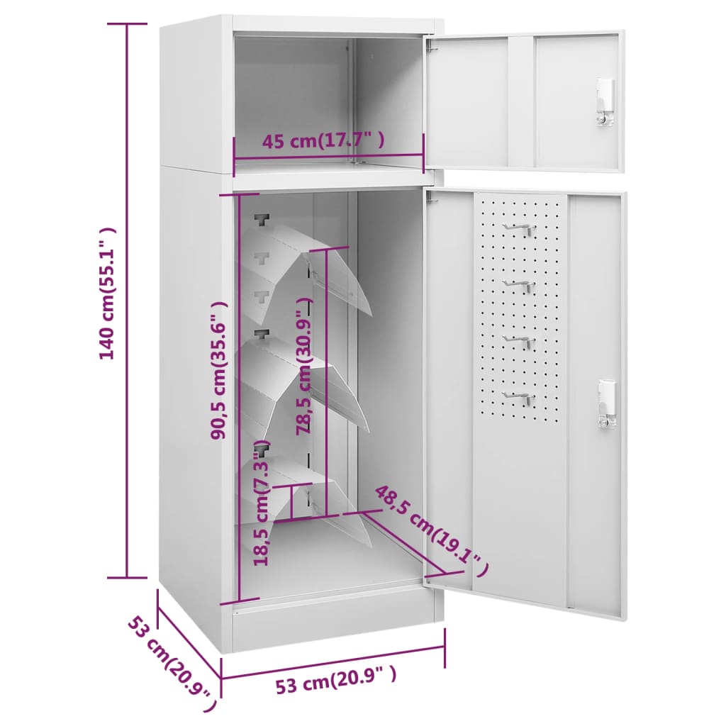 Saddle Cabinet | Light grey | Steel | 53 cm x 53 cm x 140 cm