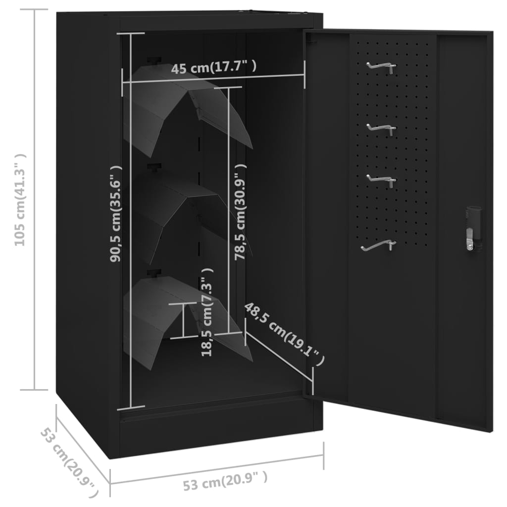 Saddle Cabinet | Black | Steel | Medium | Height-Adjustable Shelves