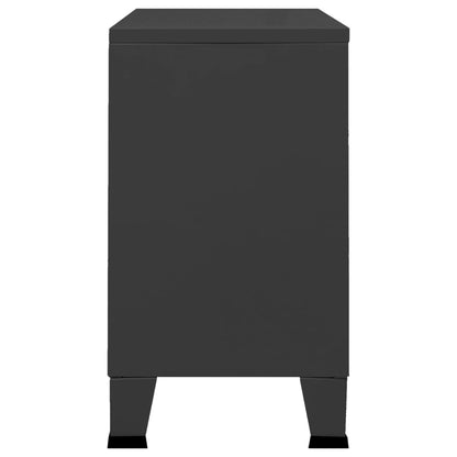 Industrial Sideboard Black 105x35x62 cm Metal and Glass