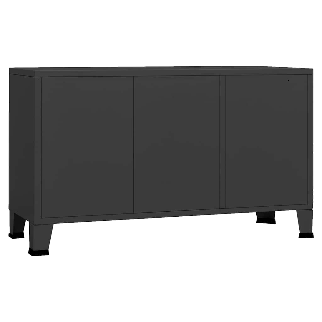 339608 vidaXL Industrial Sideboard Black 105x35x62 cm Metal and Glass