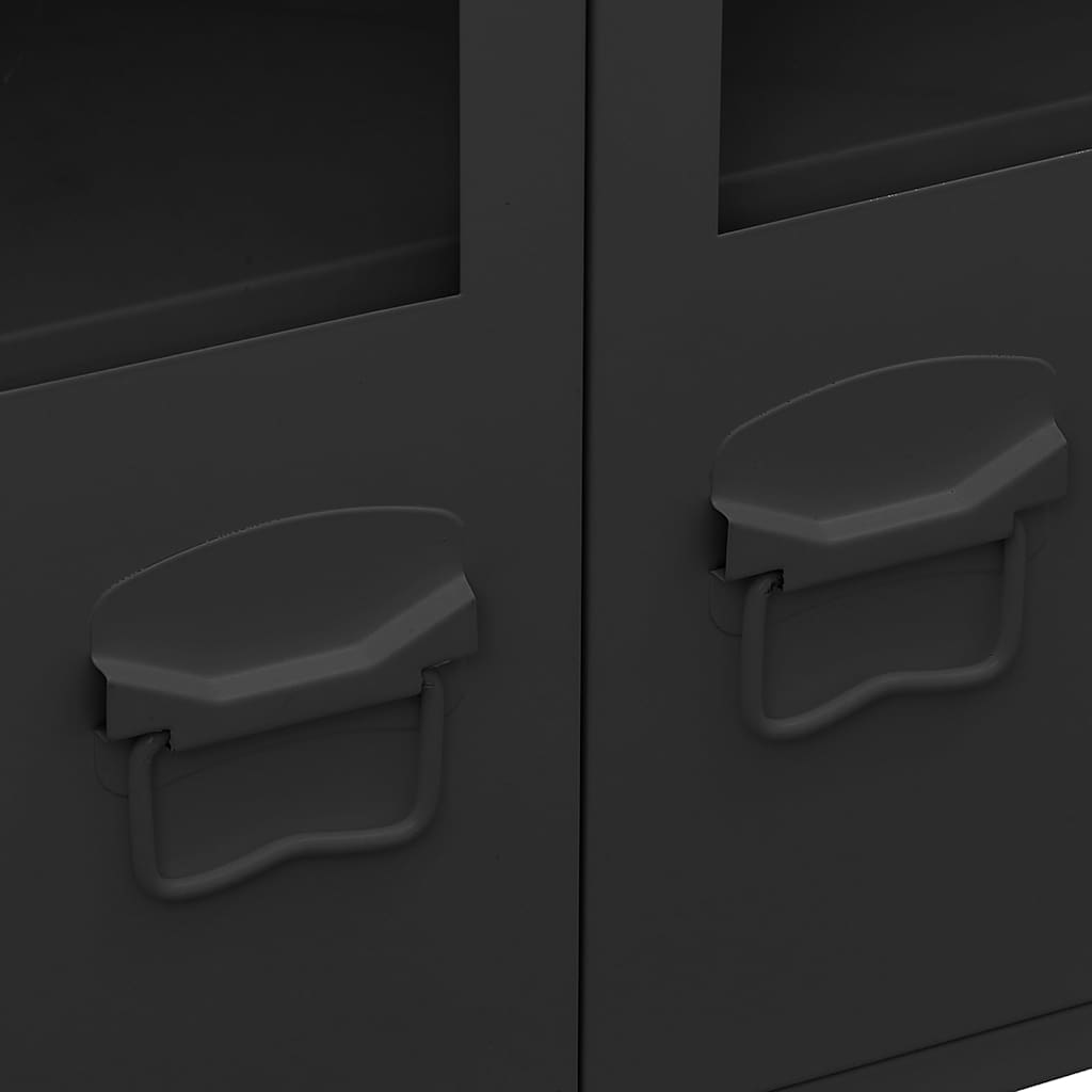 339608 vidaXL Industrial Sideboard Black 105x35x62 cm Metal and Glass
