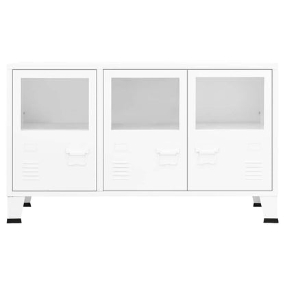 Industrial Sideboard White 105x35x62 cm Metal and Glass