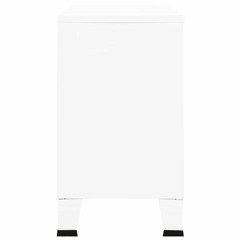 Industrial Sideboard White 105x35x62 cm Metal and Glass