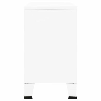 Industrial Sideboard White 105x35x62 cm Metal and Glass