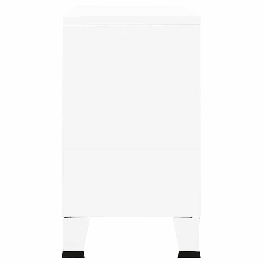 Industrial Sideboard White 105x35x62 cm Metal and Glass