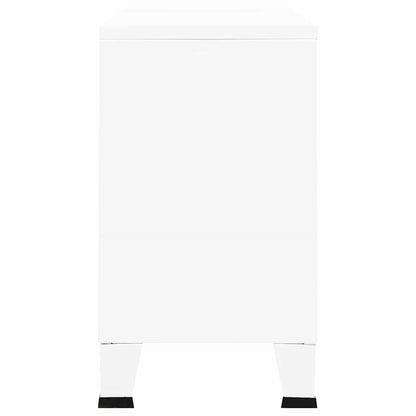Industrial Sideboard White 105x35x62 cm Metal and Glass