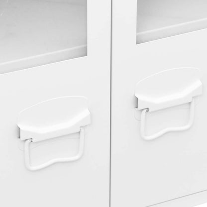 Industrial Sideboard White 105x35x62 cm Metal and Glass